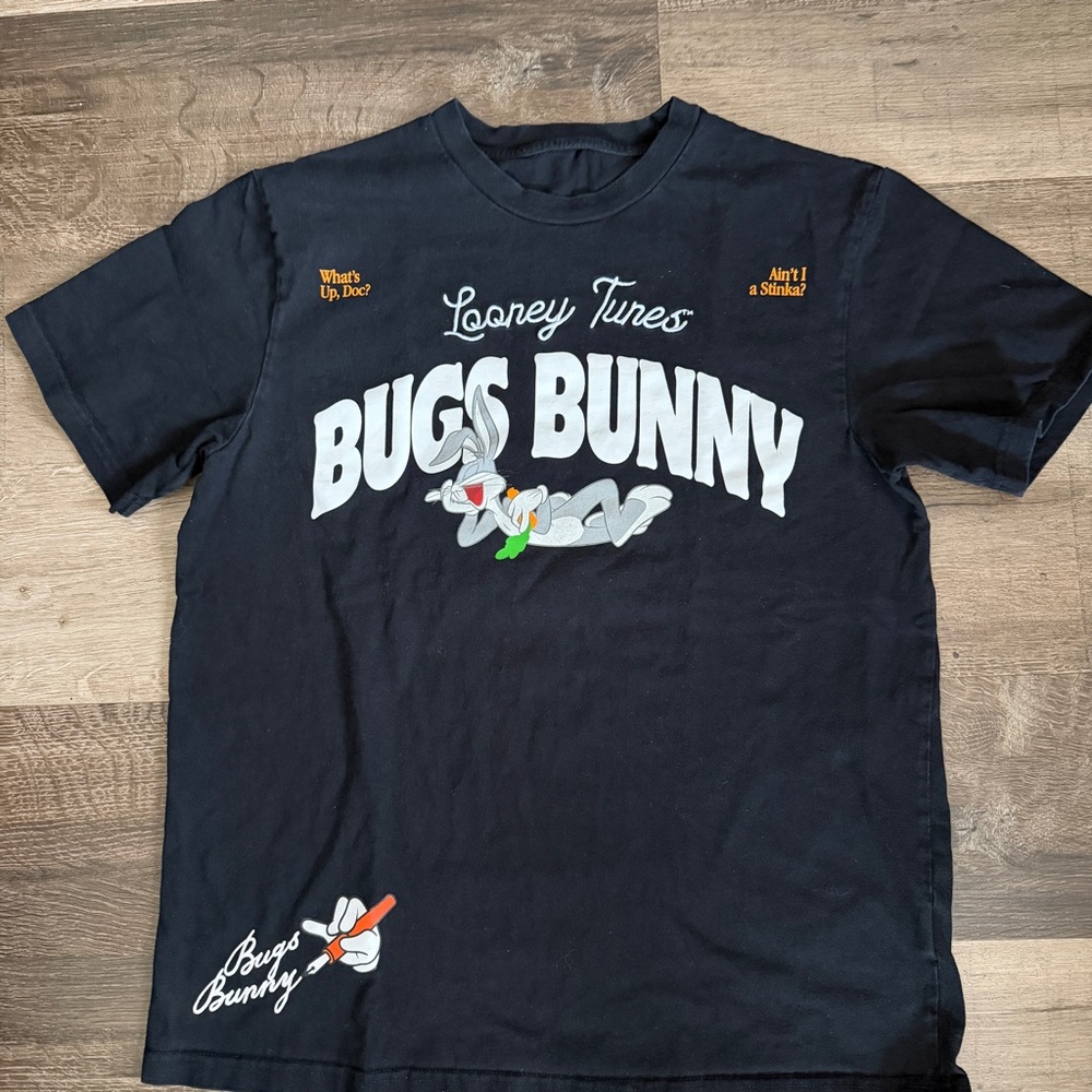 Vtg 100% Cotton Looney Tunes Bugs Bunny Black T-Shirt Fits Large